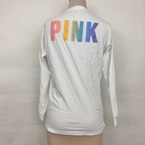 Victoria’s Secret PINK pastel rainbow long sleeve campus tee XS